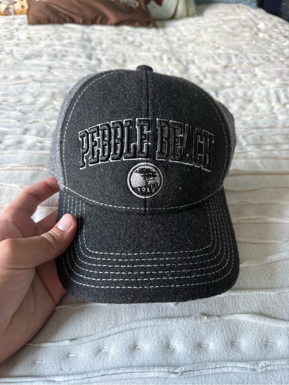 Pebble Beach Dark Gray Embroidered Logo Baseball Hat